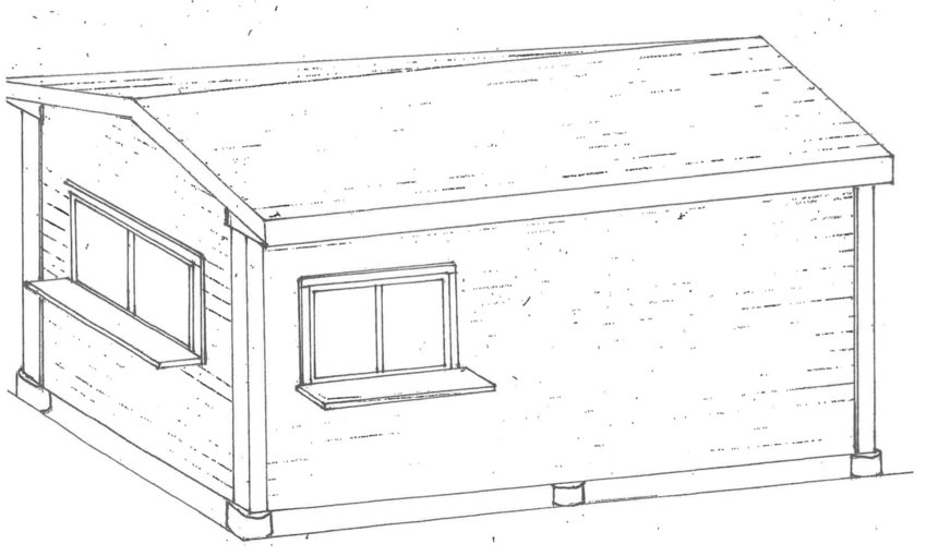A rough drawing of how the concession stand will appear once it is constructed.