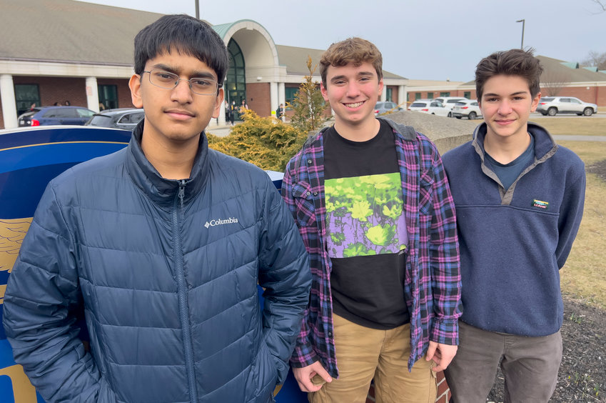 Barrington High School students Sid Gupta, Liam Helfrich and Will Sturla (from left to right) reached the finals of the Lieutenant Governor&rsquo;s Entrepreneurship Challenge and brought home a $1,000 scholarship.