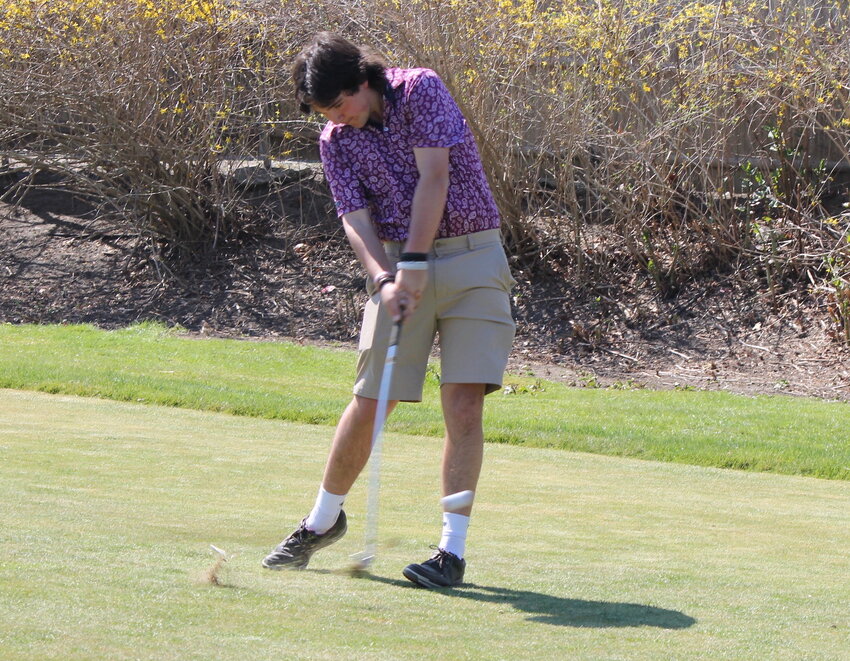 Senior Chris Riel, teeing off the first hole at the Townies' Agawam Hunt home during a recent practice, is the 2023 EPHS golf team captain.