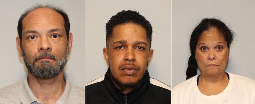 Francisco Vazquez Ramos, Sergio Ricard, and Nictsa Garcia (from left) as they appeared in the booking photos.