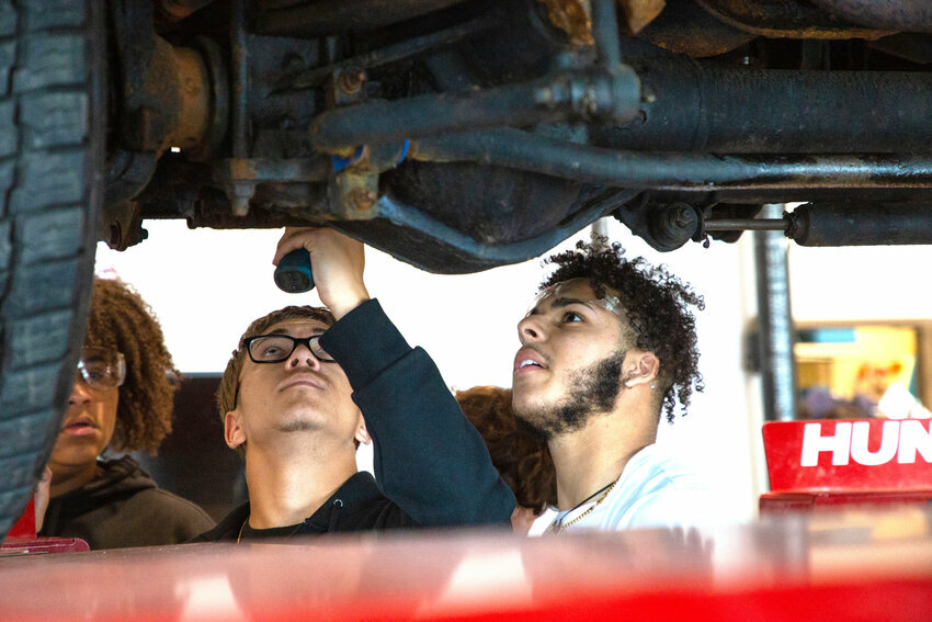 EPHS CTC Automotive students work on a vehicle during a recent class.