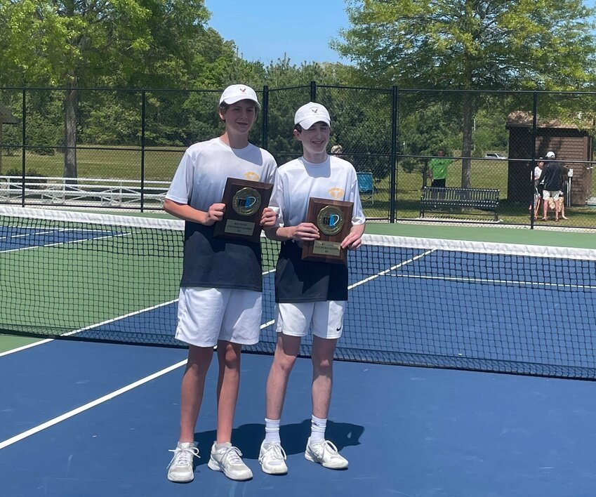 Barrington High School's Gabe Anderson (left) and Bryce Kupperman won the state doubles championship on Saturday.