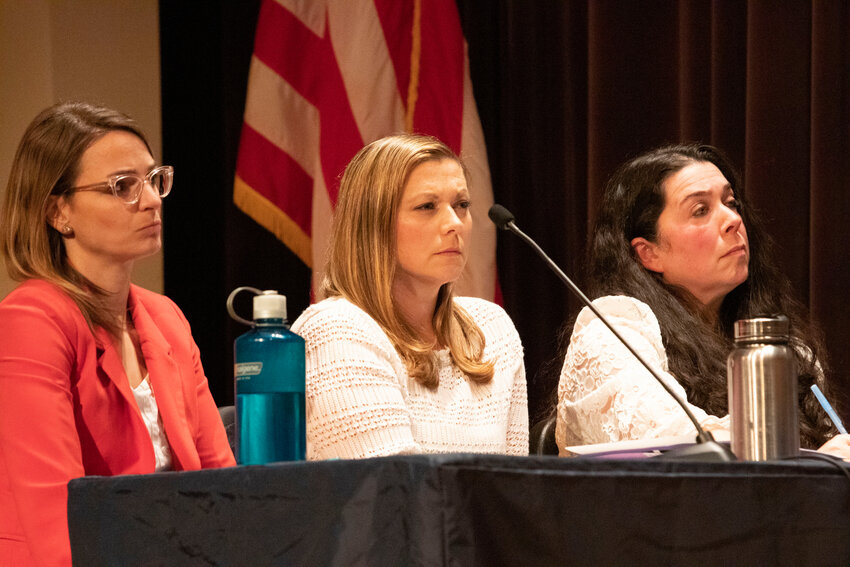 Stephanie Hines, Brittany DiOrio and Kerri Thurber (from left to right), shown in a previous appeal hearing, filed a lawsuit against the National Education Association, NEARI, and NEA-Barrington that alleges the unions failed to represent them during their ordeal with the Barrington School Department.