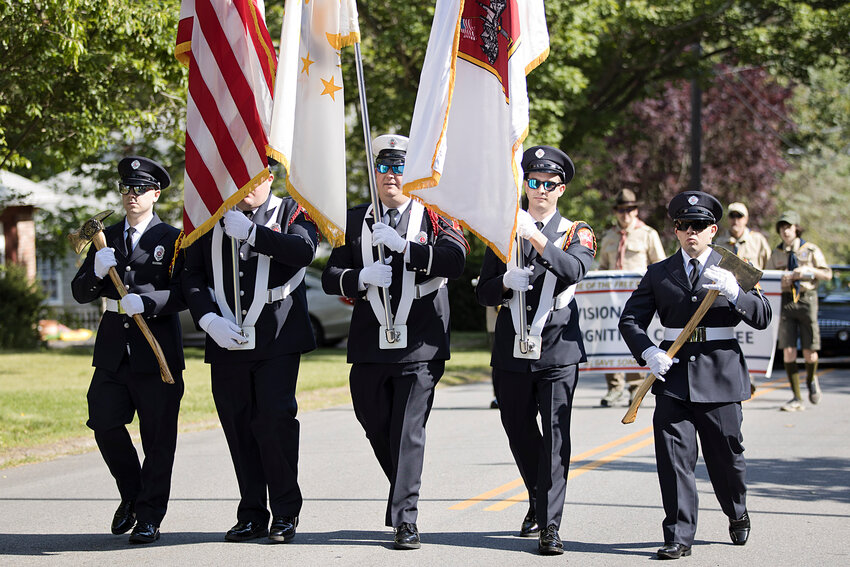 The Barrington Fire Department's Color Guard leads a previous year's Memorial Day parade.
