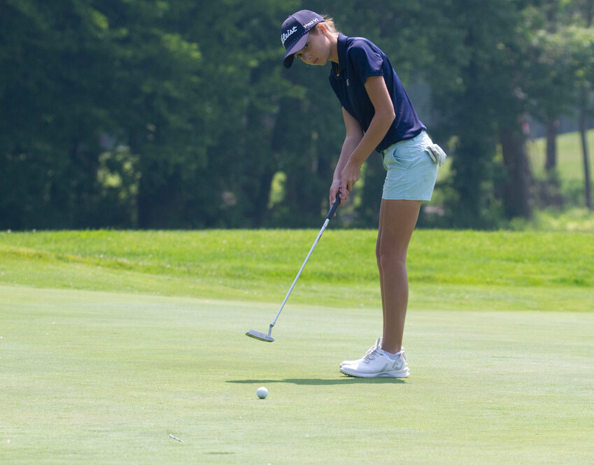 Lily Dessel, shown competing in a Barrington High School match earlier this year, won the RICC Women's Club Championship earlier this month.