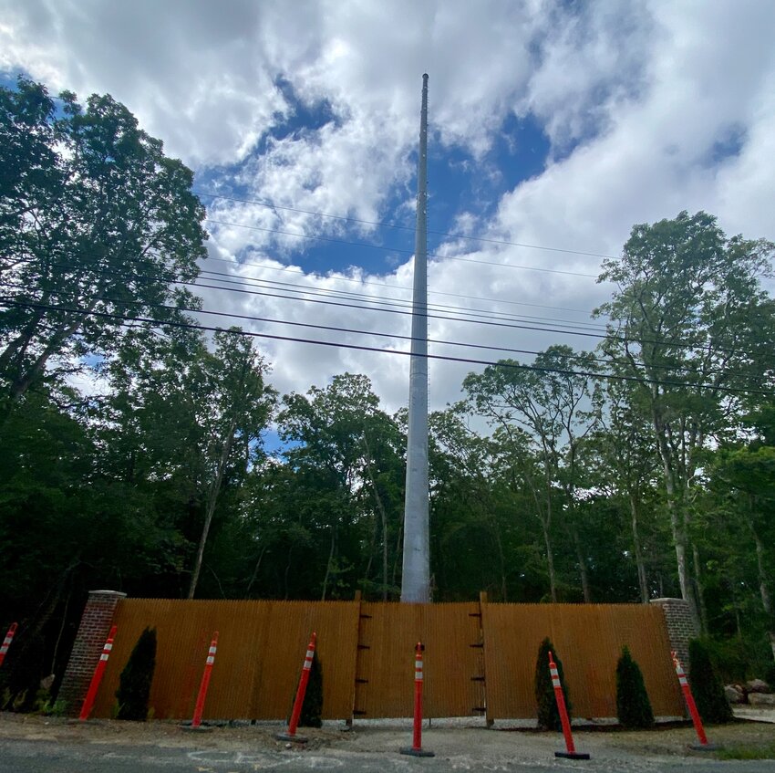The new 150-foot monopole communications tower on Drift Road, adjacent to Route 88 and Masquesatch Road