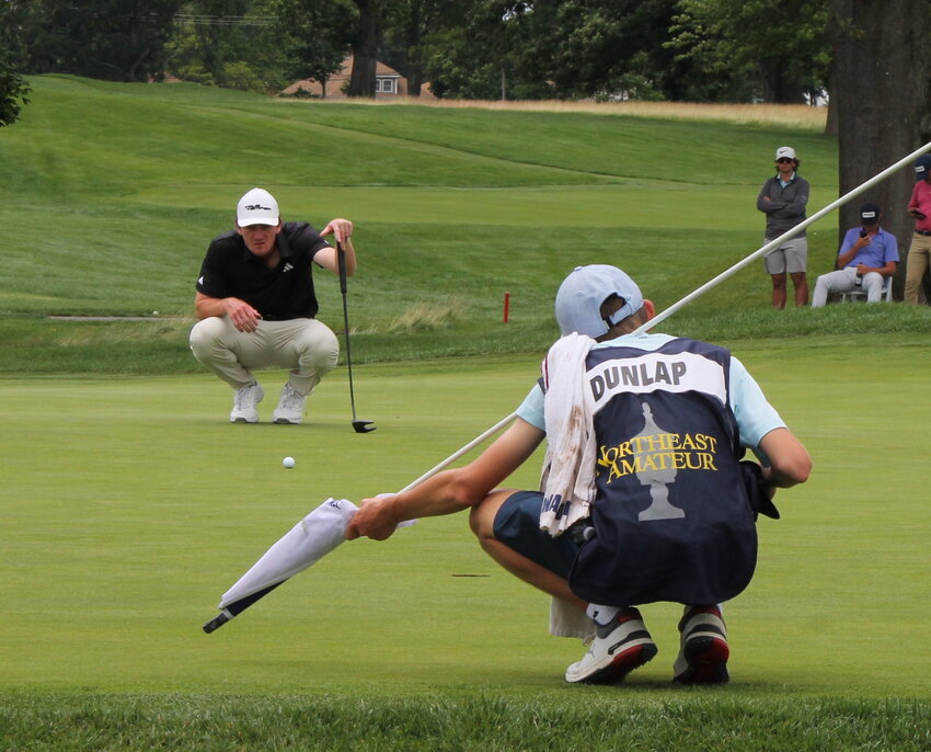 Nathan Dunlap, lining up a putt during his victory June 24 in the Northeast Amateur, won the 2023 North &amp; South Am played on Pinehurst Nos. 2 &amp; 4 in North Carolina last weekend.