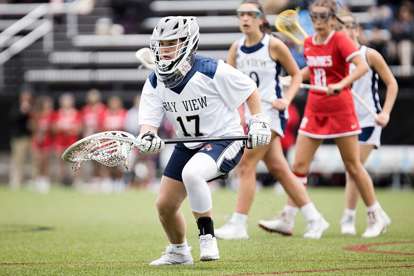 Barrington&rsquo;s Kate Shields, shown playing for Bay View girls lacrosse, serves as an ambassador for Morgan&rsquo;s Message &mdash; a nonprofit organization that aims to create awareness regarding the need for open communication about mental health amongst student athletes.