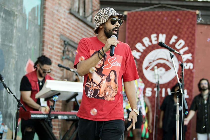 Latin Singer/Rapper Jamez Martin performs during his set at Folks Fest.