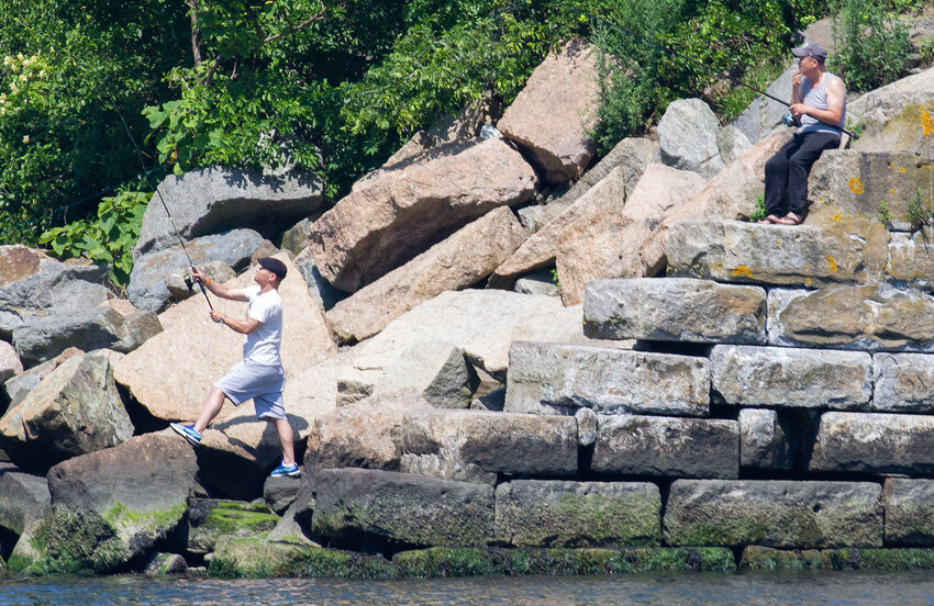 The end of the railroad track near the Sakonnet River Bridge is a popular spot for anglers. It&rsquo;s also become a place where trash is dumped on a regular basis.