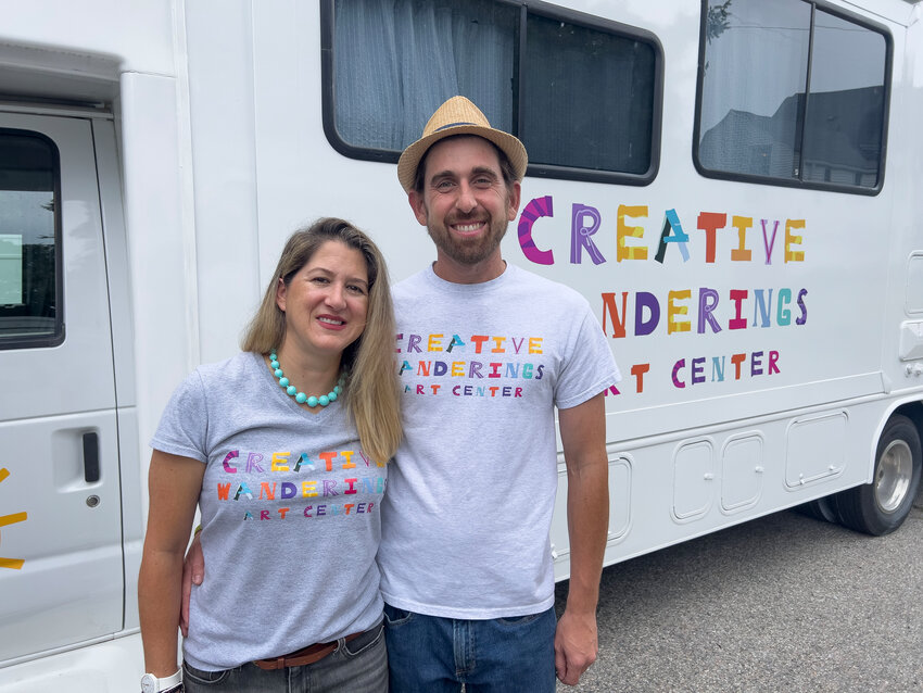 Ashley Ernest and her husband Matthew Werkmeister turned their 31-foot camper into a 31-foot art studio recently &mdash; the mobile business is called Creative Wanderings Art Center.