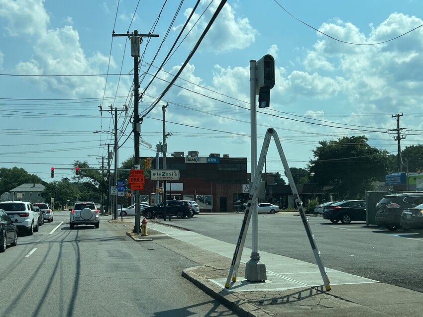 The latest speed control camera in East Providence being installed at the intersection of Warren Avenue and South Broadway in July 2023.