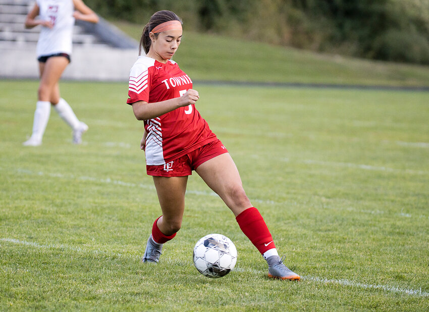 Freshman Amalia Amici netted a varsity goal for the EPHS girls' soccer team in the Townies' 3-3, non-league draw against Providence Country Day on September 22.