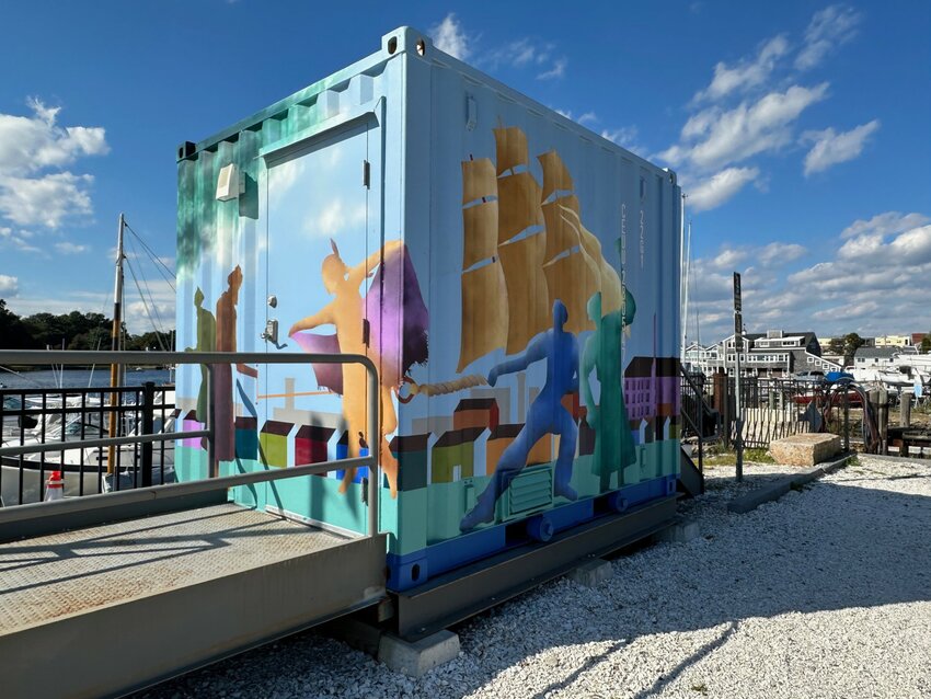 The completed mural at the Warren Town Wharf.