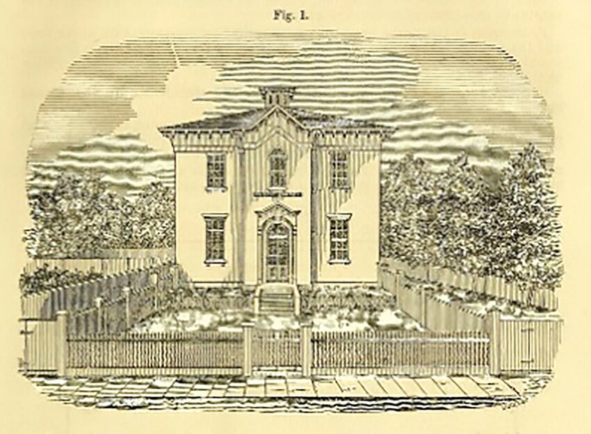 The Liberty Street School as illustrated by Thomas Tefft in Henry Barnard&rsquo;s &ldquo;School Architecture&rdquo; (1850 edition).