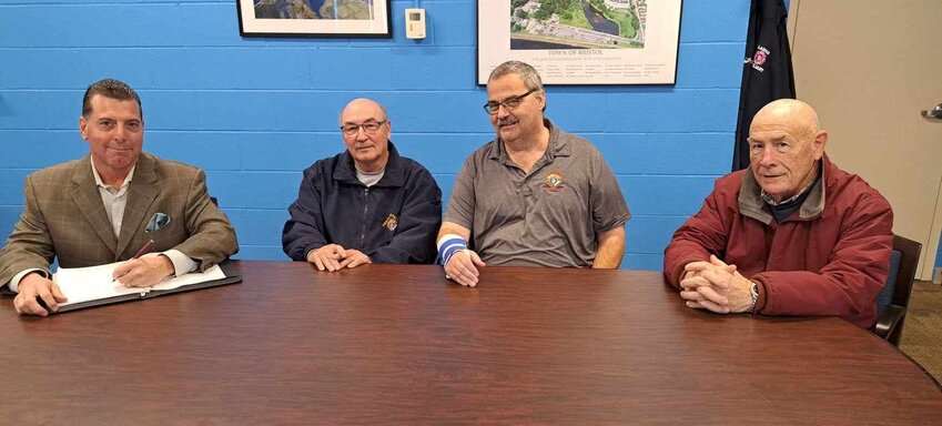 Among those planning the Bristol Council Knights of Columbus 125th anniversary are left-right Edward P. Stuart Jr., Philip Beaulieu, Chairman Warren Rensehausen, and Walter Smith.