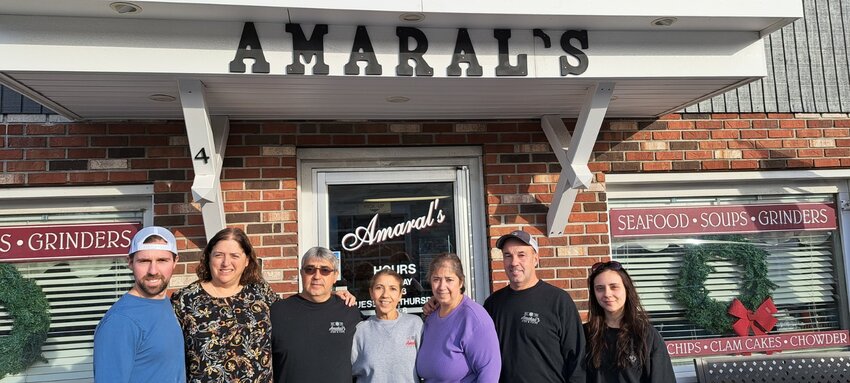 Amaral's 11th annual Holiday  Complimentary Dinner tickets are now available for those in need. Leading the way are family members left-right Brian Amaral, Sherry Amaral, Don Amaral, Lubella Amaral, Dot Valenzuela, Tony Amaral, and Chelsea Vieira.