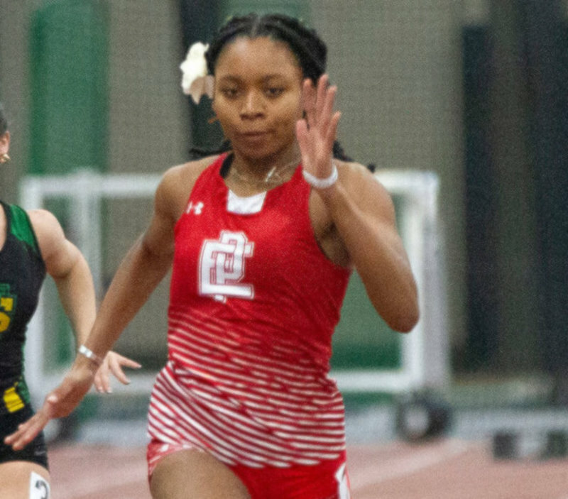East Providence High School junior Nazarae Phillip won the girls' 55 meter dash at the 2023 RI Track Coaches Invitational held December 16 in Providence.