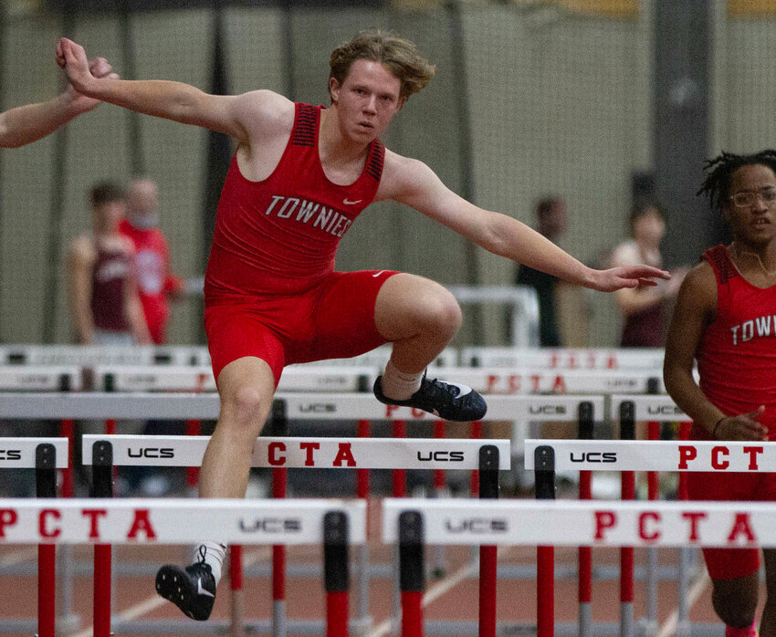 Nolan Travassos offered up one of the better performances for the EPHS boys' indoor track and field team with his result in the 55 meter hurdles during the Townies' recent Metro Division meet against Barrington and Burrillville.