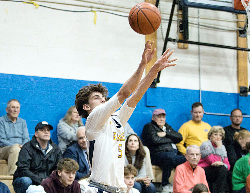 Matt Raffa, shown shooting a three-pointer during the second half of a previous game, scored a career-high 39 points against LaSalle Academy on Thursday night, Jan. 4.