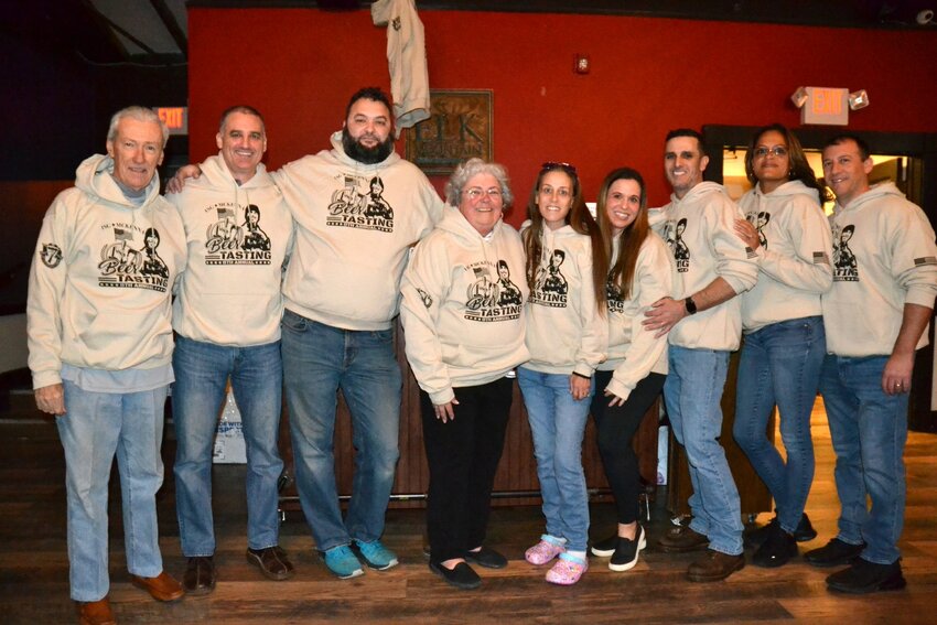 The 8th annual Sgt. P. Andrew McKenna Jr. Beer Tasting Fundraiser was another huge success last Thursday night. Among those making it happen were left-right Peter McKenna (Andrew's dad), Rob McKenna, Cliff Jorge, Carol McKenna (Andrew's mom), Gina-Marie Jorge, Charlene Ferreira,  Jonathan Ferreira, Philica Grimo, and Scott Grimo.
