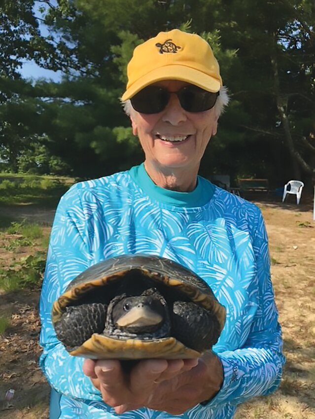 Kathryn Beauchamp, co-leader of the Terrapin Conservation Project, holds a mature female Diamondback Terrapin turtle. At a behind-the-scenes look at the project, hear directly from volunteers who greet the nesting turtles, protect their nests, watch the hatchlings emerge, and scientifically track the results of each season.