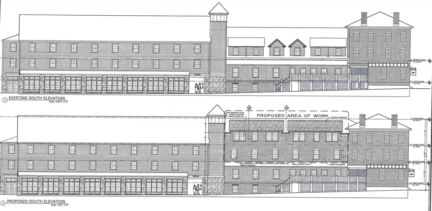 Plans submitted to the Bristol Zoning Board of Review show the south elevation of the Bristol Harbor Inn, and the changes that would be made to the roofline to add eight additional hotel units.
