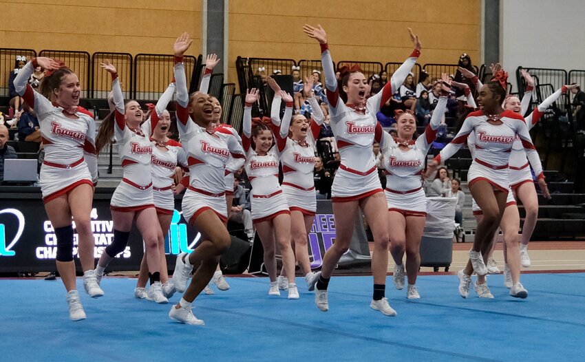 The East Providence High School competitive cheerleading team finished second in the Division I portion of the RIIL championship meet held Saturday, March 9, in Providence.