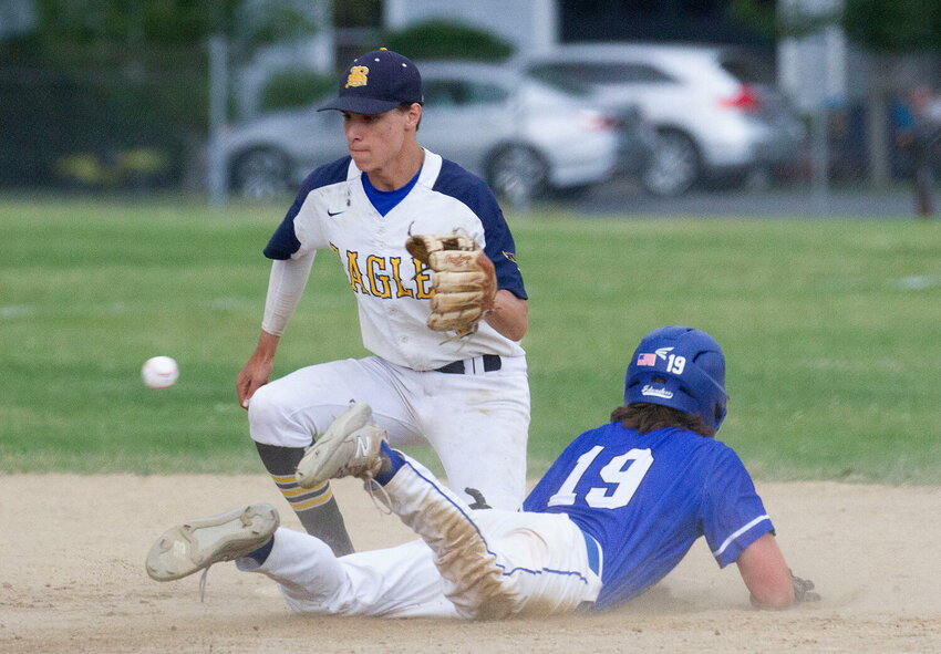Gabe Tanous (left), shown during a game last year, went 4-for-4 and scored four runs in the Eagles' 13-1 win over Middletown on Friday.