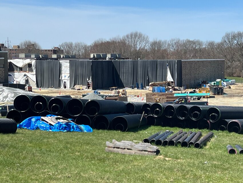 Protective materials have been placed where the new and old Martin Middle School structures will meet as the renovation project there continues.