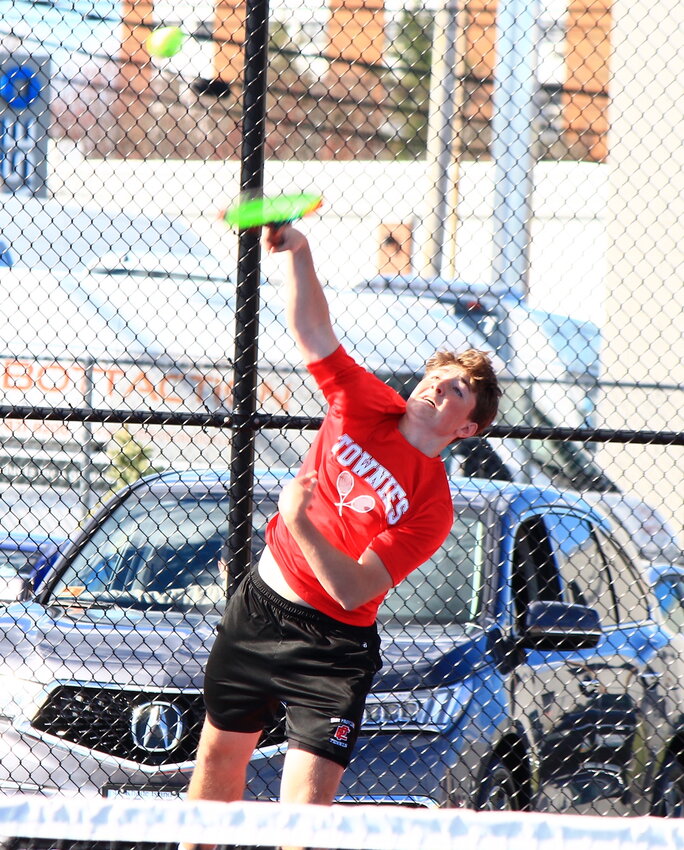 James McShane, at first singles, earned one of the two EPHS points in the Townies' recent loss to East Greenwich in a meeting of top sides in Division II boys' tennis.