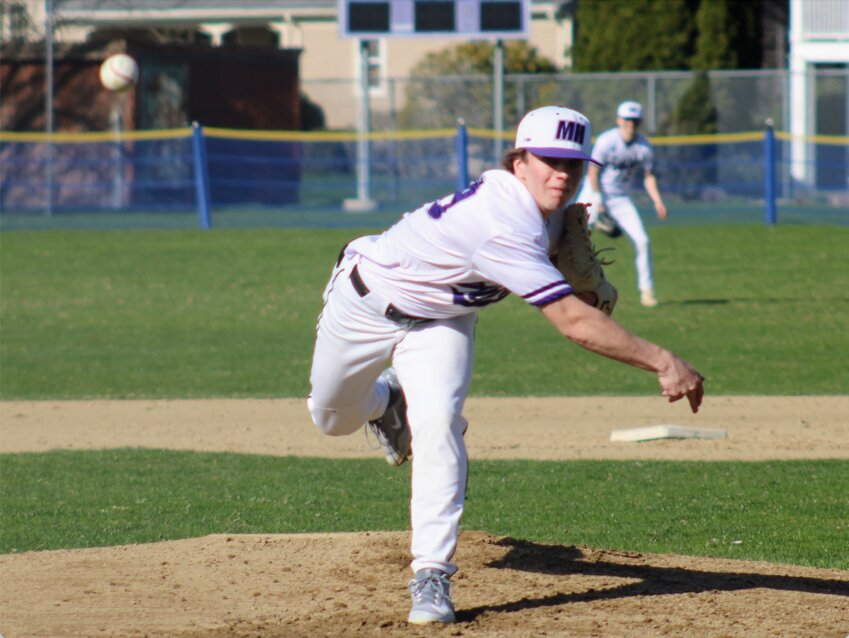 Trace Dubois, of Bristol, throws a pitch during the team&rsquo;s 3-1 win over Toll Gate, where Dubois threw a no-hitter in his first start as a member of the varsity squad.