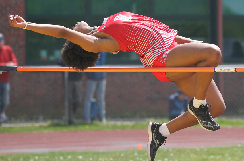 Nazarae Phillip competes for EPHS in the girls' high jump at the 2024 Eastern Division Championship Meet Saturday, May 4.