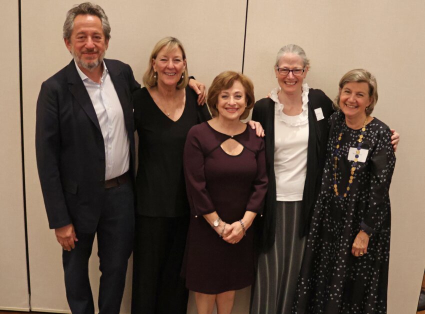 The founders of The Wolf School (from left to right) Andy Wallerstein, Maureen Kelly, Rosy Granoff, Lise Faulise and Mary Sloane gathered at the 2024 gala celebrating 25 years of the school.