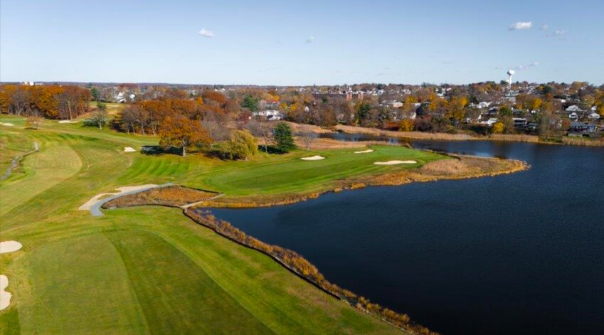 A view of the par 5 second hole at the renovated MetLinks nine-hole golf course.