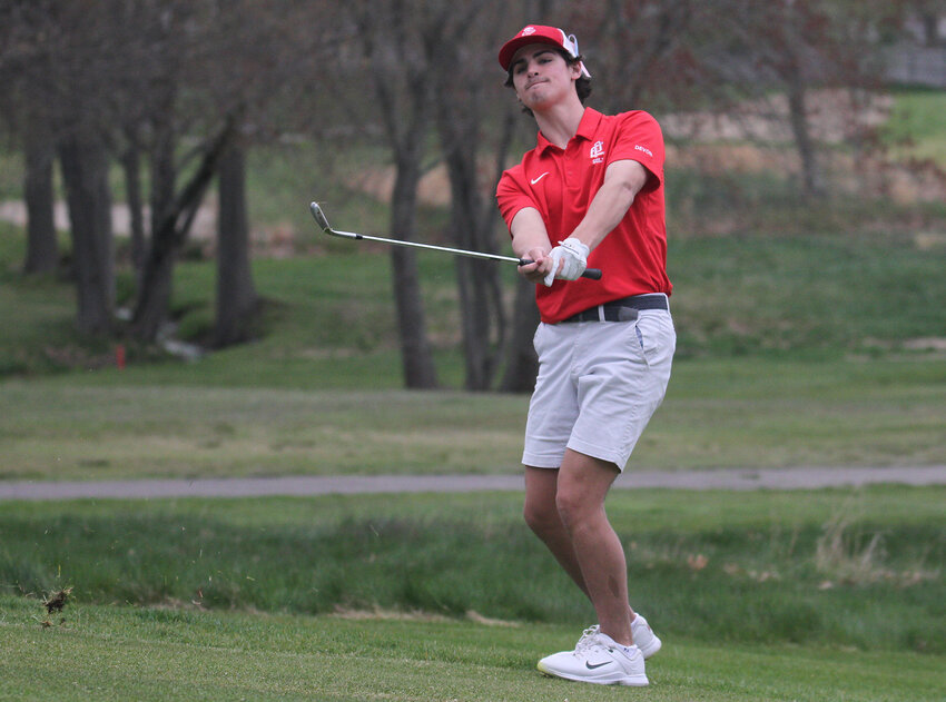Billy Fitzgerald eyes a chip shot during a recent match for the East Providence High School golf team. The Townies enter their 2024 Eastern Division final needing to go low to qualify as a team for the state tournament.