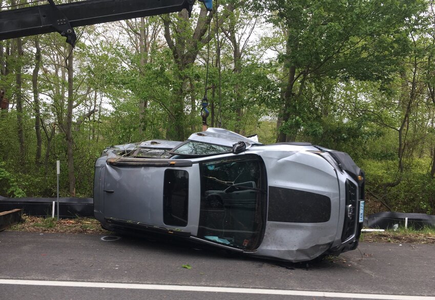 An accident reconstruction specialist was called to the scene of a car crash on the Wampanoag Trail on Sunday, May 19.