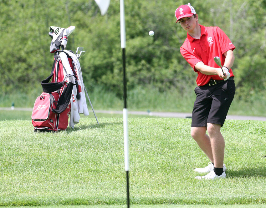 East Providence High School's Noah Araujo accounted for one of the four counting scores for the Townies during the inaugural Division II team tournament played June 4 in Westerly at Winnapaug Golf and Country Club.