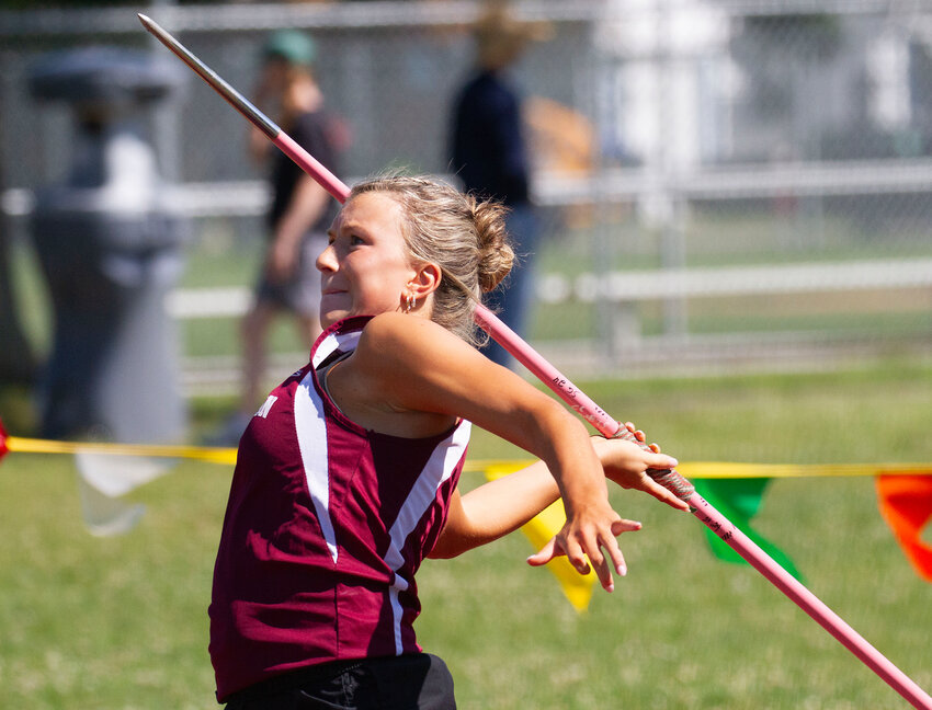 Tiverton senior Katie Richardson placed third in the state in the javelin throw at the state track meet at Conley Stadium on Saturday. Richardson, who has been throwing the javelin since freshman year, made a throw of&nbsp; 114.05 feet.&nbsp;