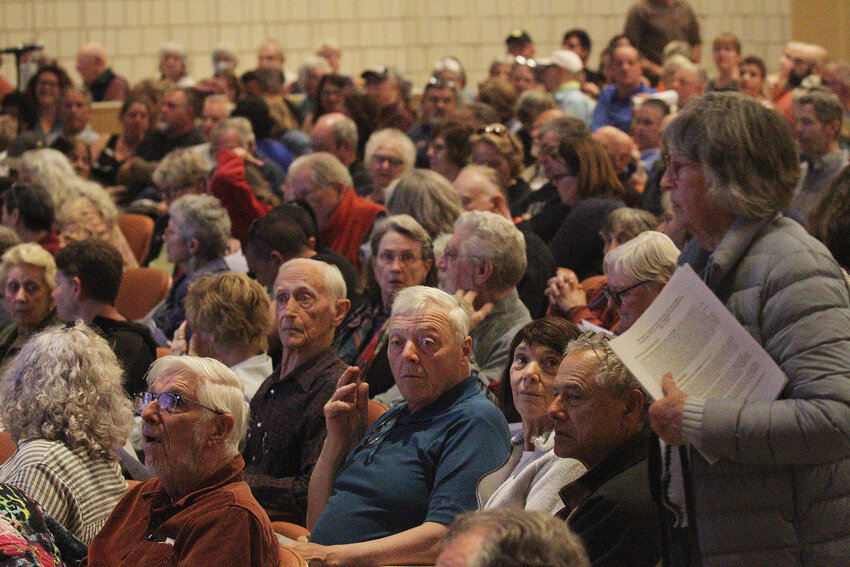 Westport residents discuss a warrant article at last month&rsquo;s Town Meeting. Ultimately, a plan that would legalize STRs here failed amid what some planning and zoning board members said was a glut of misinformation spread by speakers.