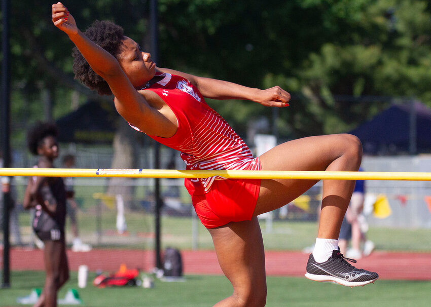 Nazarae Phillip placed third in the girls' high jump for EPHS at the 2024 state outdoor track and field championship meet Saturday, June 1, at Conley Stadium in Providence.