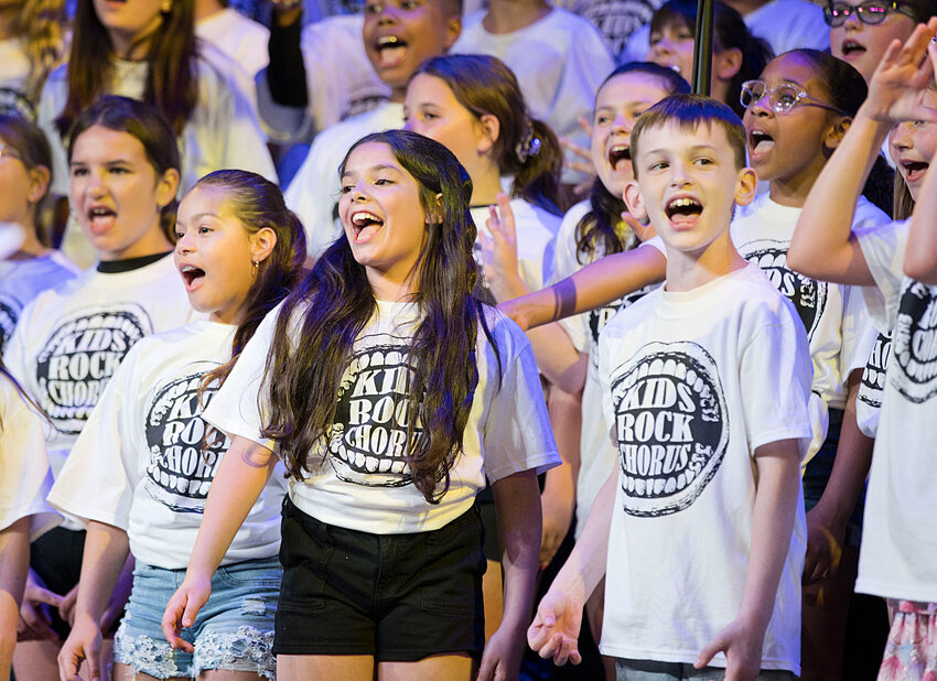 Waddington, Kent Heights, and Hennessey join together to sing &quot;Paint it Black&quot; by the Rolling Stones at the 2024 EP elementary school &quot;Kids Rock Concert.&quot;