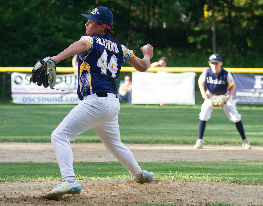 Mahir Salahuddin, shown in the District 2 opener, struck out 16 Newport batters in Barrington's 6-1 win on Monday, July 1.