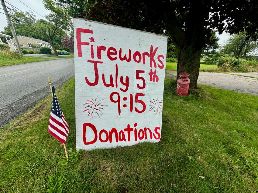 Donations (in the red milk can) toward the fireworks display presented by Escobar Farm on Middle Road are always welcome. This year&rsquo;s show begins at 9:15 p.m. on Friday, July 5.