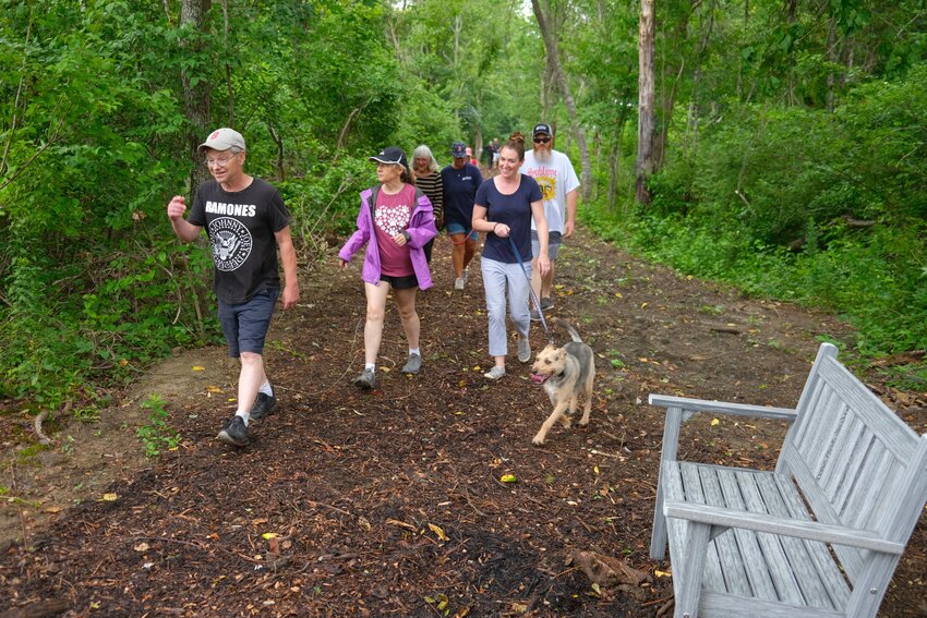 Visitors check out the Portsmouth Dog Park&rsquo;s new off-leash trail system, located within the Melville Park Recreation Area, which was opened to the public Saturday morning.