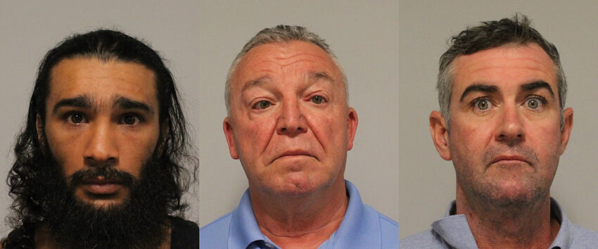 Damon A. Teixeira, Duarte M. Arruda, and Lee Berry (from left) were arrested as part of a joint sting operation that involved the Portsmouth Police Department.