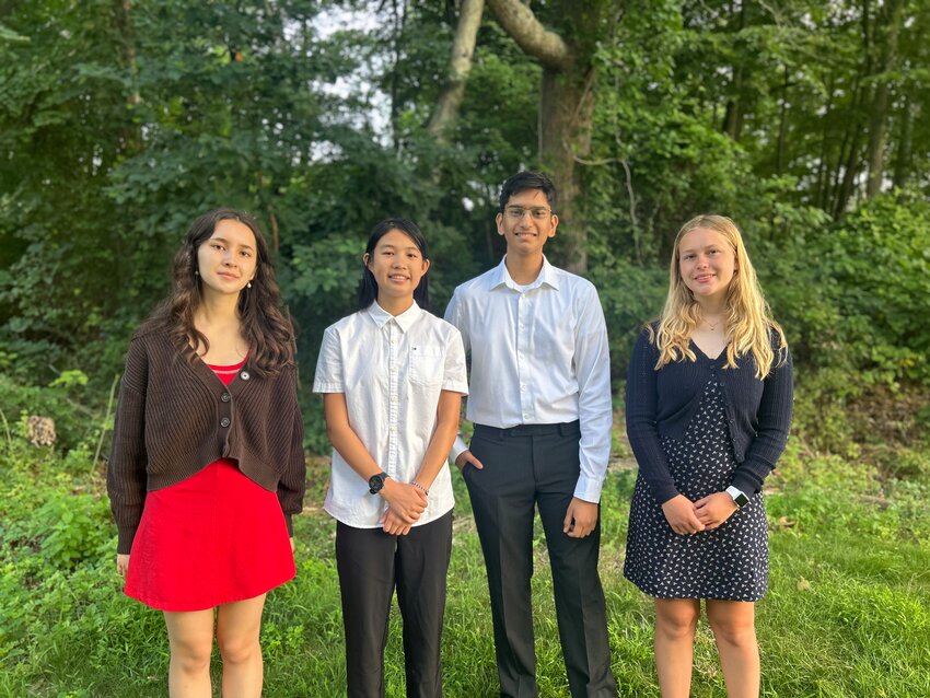 Abigail Goblick, Mia He, Siddharth Gupta and Emma Pautz (from left to right) have won the President&rsquo;s Environmental Youth Award for their project, &ldquo;The Barrington Environmental Establishment.&rdquo;