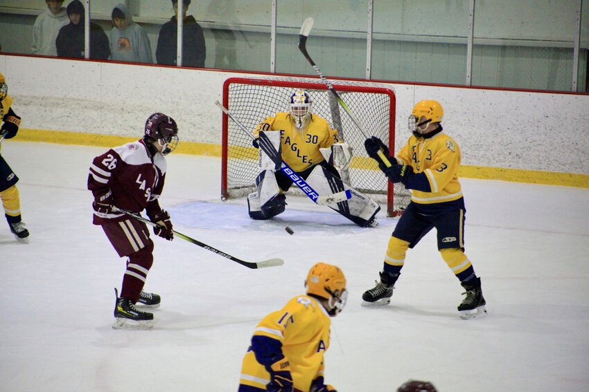 Goalie Dom Bruzzi and the Barrington High School boys ice hockey team will play against LaSalle in the quarterfinals. Game one is set for Friday night in Smithfield, and Game two is on Sunday at the Portsmouth Abbey rink.