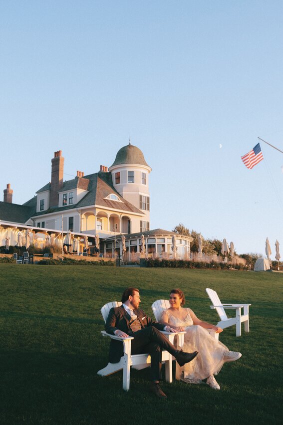 Tim McGinnis (left) and his new wife Janae McGinnis (right) tied the knot at Castle Hill in Newport.