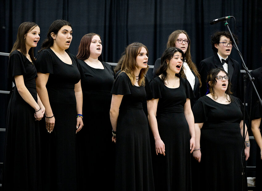 The Mt. Hope Combined Vocal Ensemble/Chorus sing.